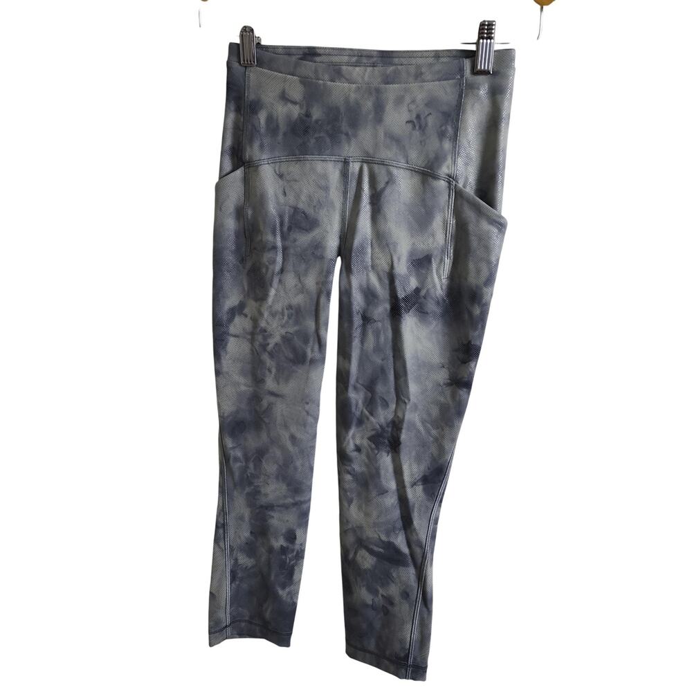 Lululemon Leggings Womens 2 Gray Tie Dye High Rise Ankle Pockets Yoga Gym